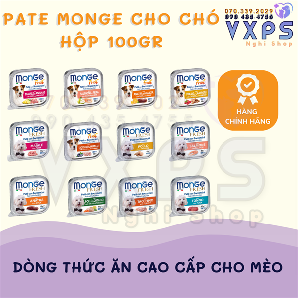 [GIẢM ĐẾN 20% Ở XU] Pate Monge Cho CHÓ Nhiều Vị Thơm Ngon 100g