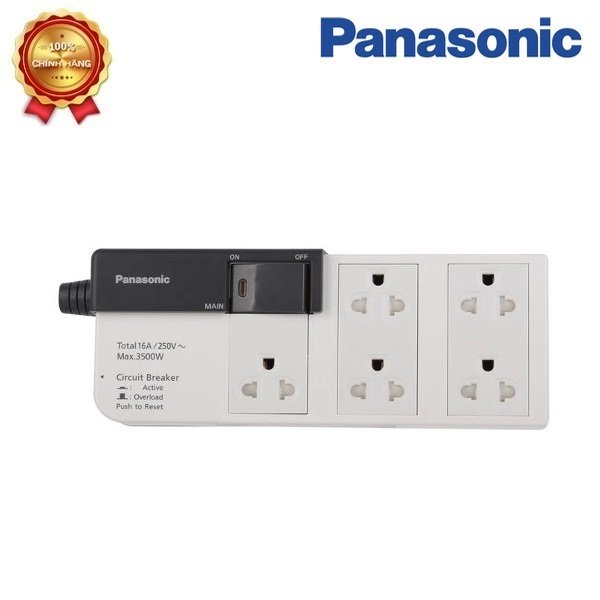 Ổ cắm có dây 1 công tắc tổng panasonic 5 ổ cắm 3 mét dây wchg28352