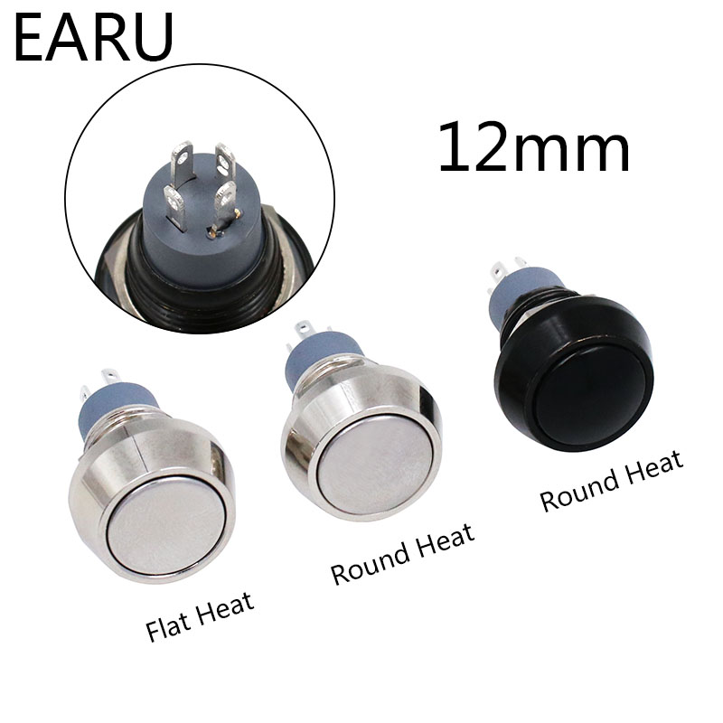 【TrendGlobe】12mm 1NO 1NC Momentary Self-reset Metal Horn Doorbell Bell Push Button Switch Waterproof Car Auto Engine PC Power Start Starter. 