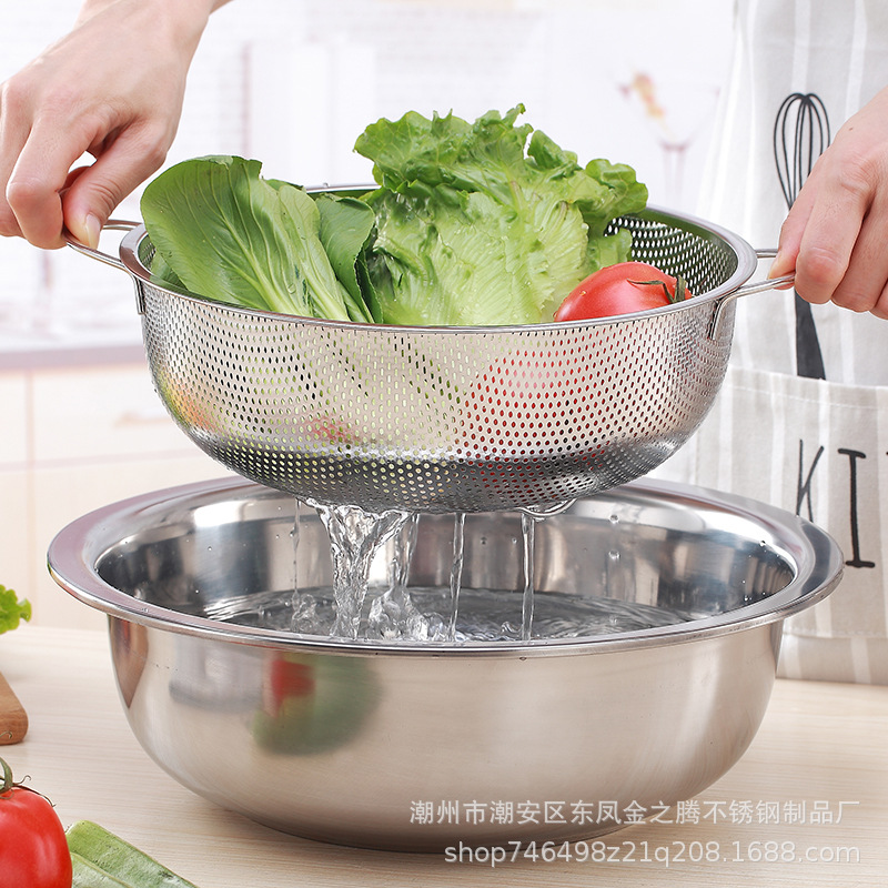 [HCM]Rổ INox Kích thước 28cm Vành Dày - Lỗ Nhỏ