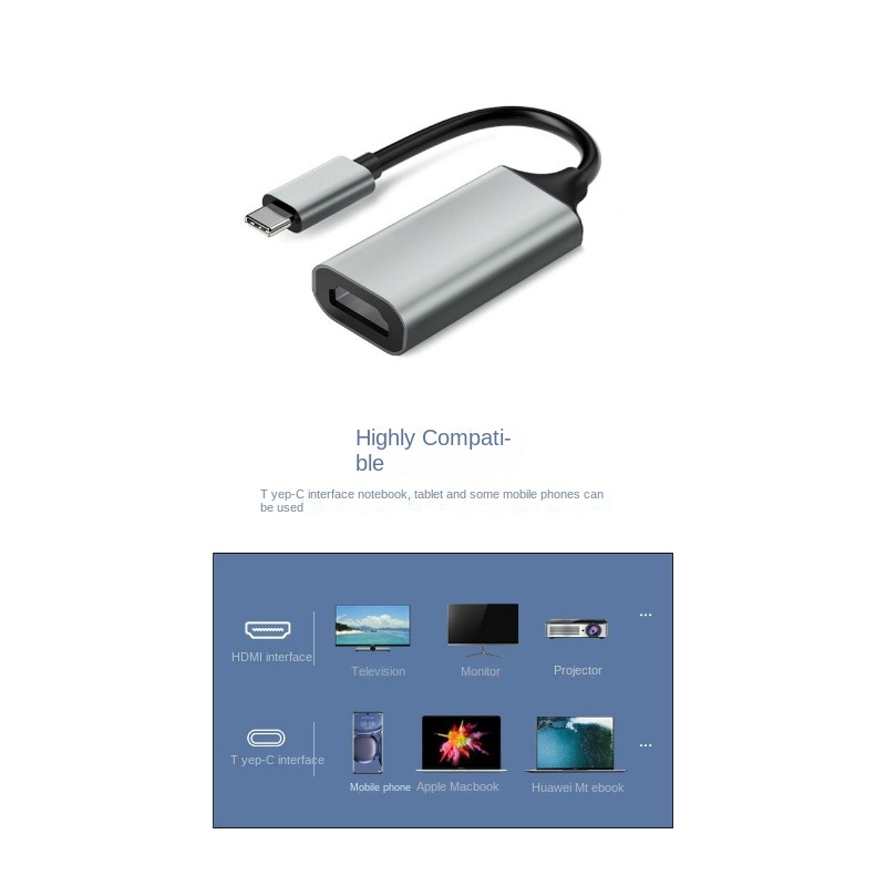 Type-C To HDMI HD Conversion Cable USB3.1 Mobile Phone Casting Cable Usb-c To HDTV 4K Adapter Cable