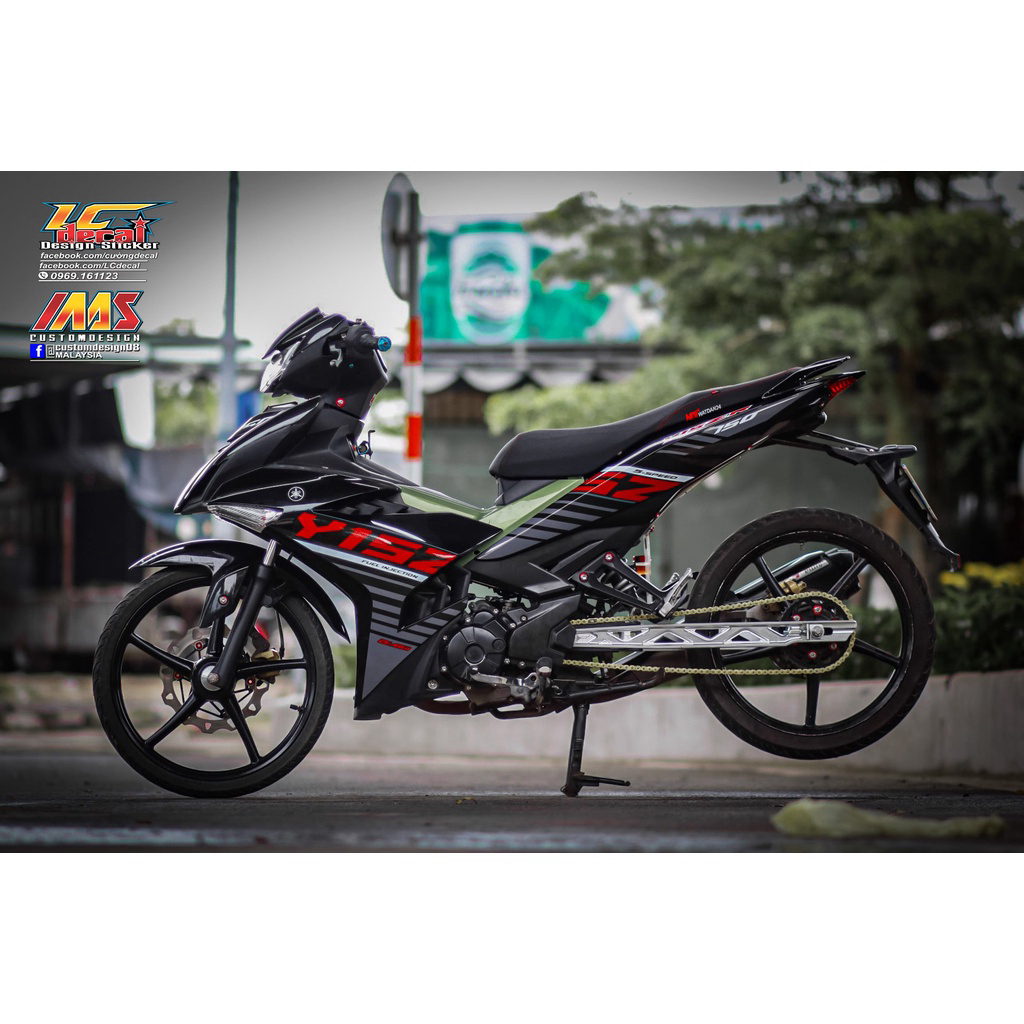 Tem rời dán xe exciter 150 mẫu sọc xám đen đỏ chữ y15