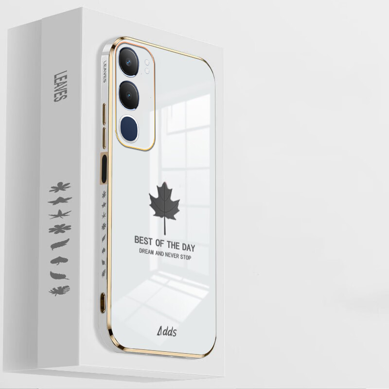 For Vivo Y19S Case Shining Maple Leaf Design soft plating For Vivo Y19S Back cover Phone Cases.