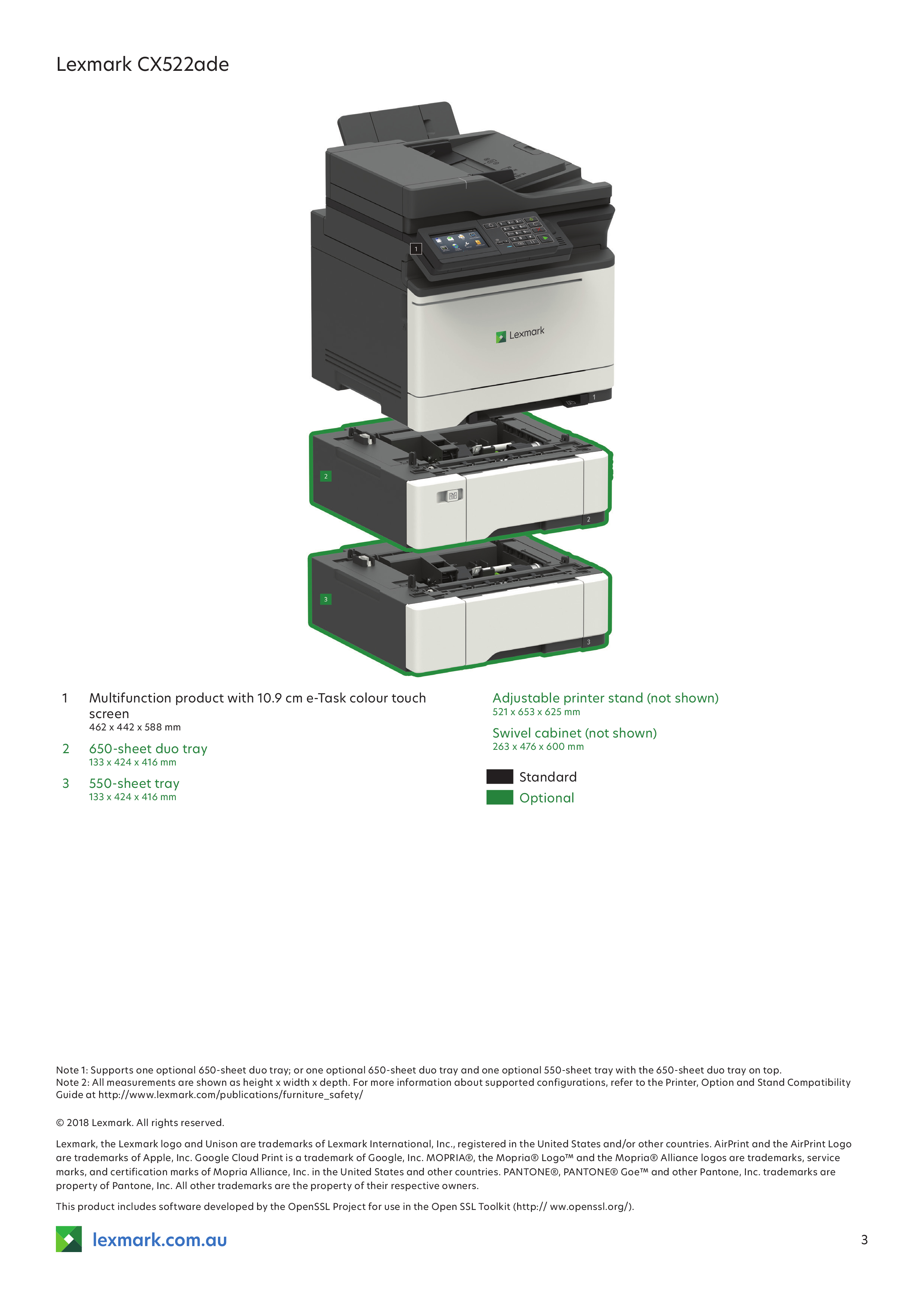 lexmark adjustable printer stand