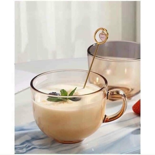Set 2 Cốc Thuỷ Tinh Màu Hổ Phách Có Tay Cầm