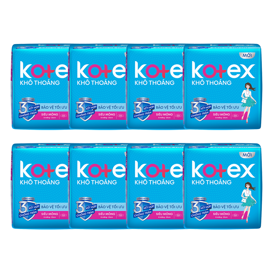 combo 3 gói BVS kotex siêu mỏng chống tràn 23cm