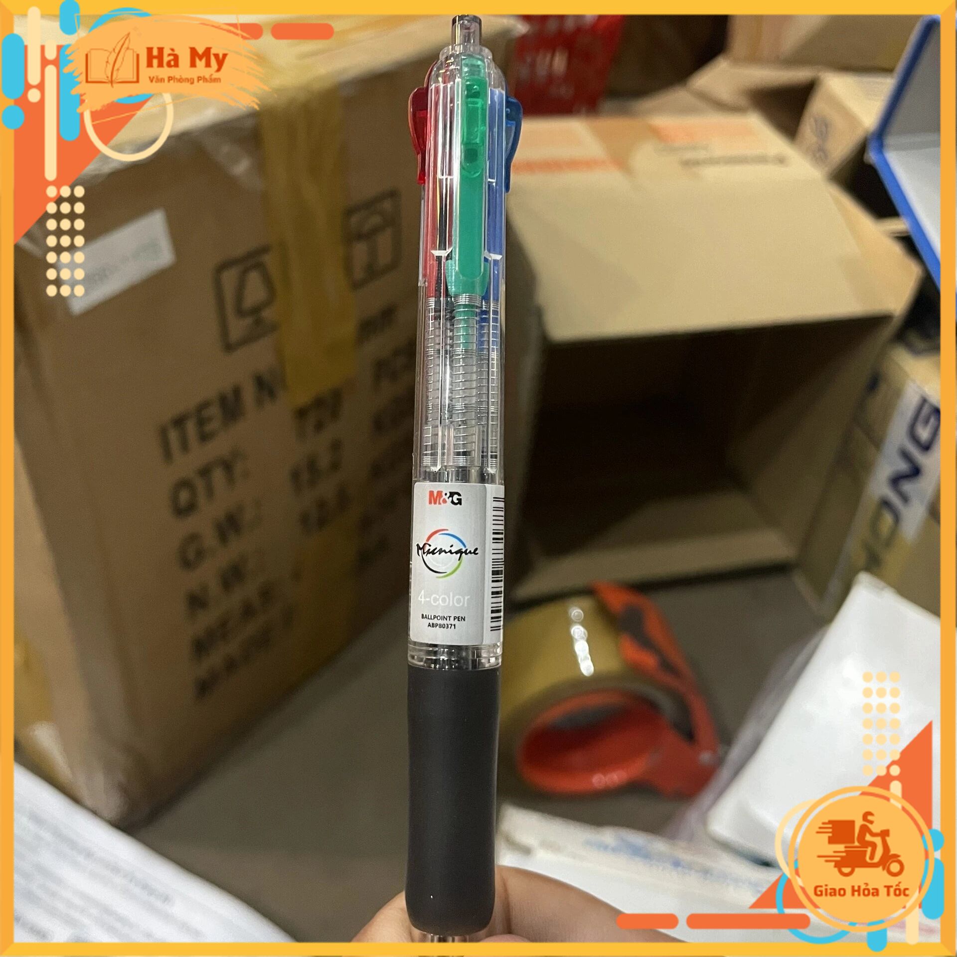 Bút Bi 4 Ngòi M&G 0.7mm ABP80371 Nét to mịn, mực ra đều