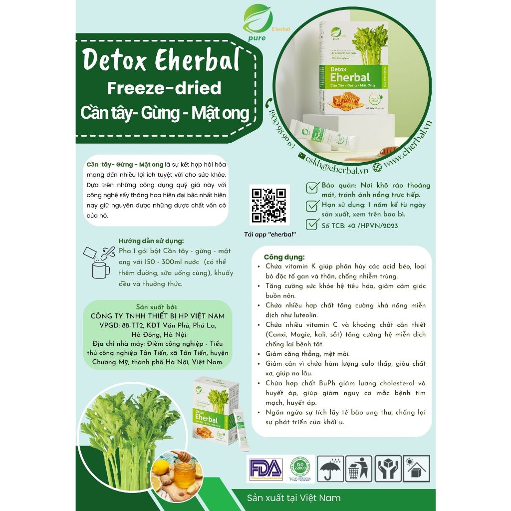 Detox Eherbal Cần tây - Gừng - Mật ong