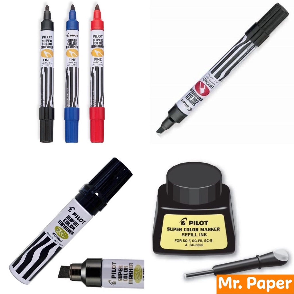 Pilot Super Color Marker Permanent Fine Broad Refill Ink SC-F SC-B  SC-RF Paper