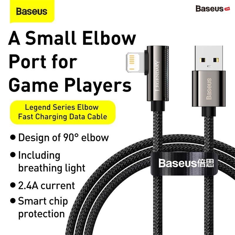 Cáp sạc Baseus lightning Legend Series Elbow Fast Charging Data Cable USB to iP 2.4A(1m+2m)Cho IPhone/IPad/Dây Cáp Game