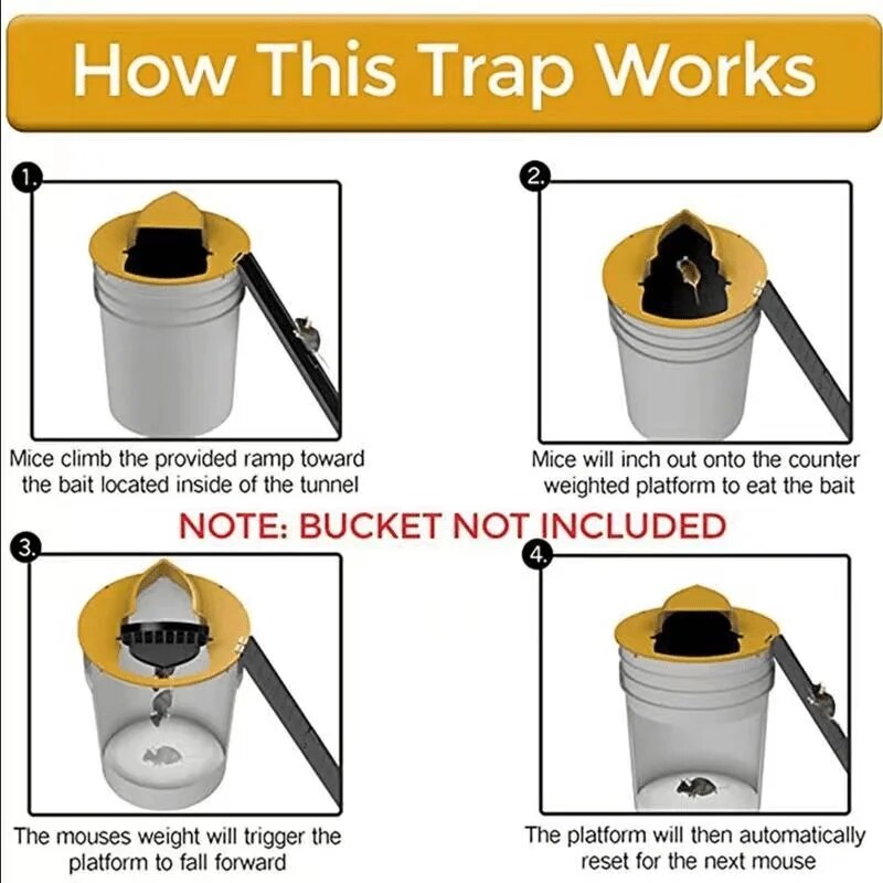 Mouse Rid Tray 【Value Bundle】 Mouse Trap Flip And Slide Bucket Lid Mice Rat Trap For ...