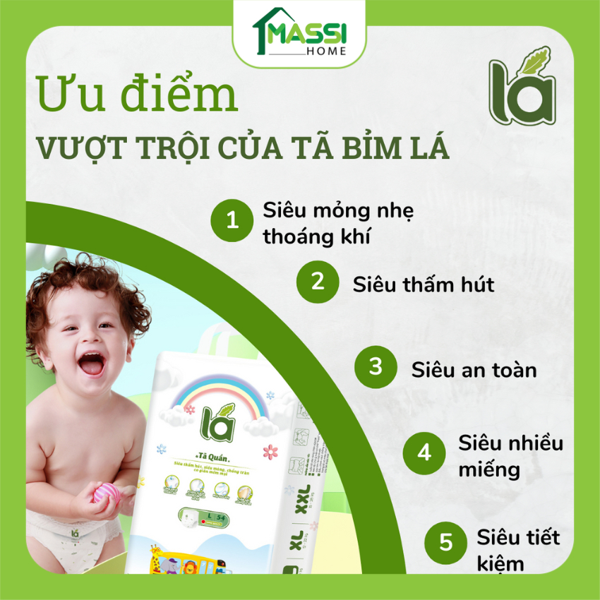 Tã Bỉm Quần Lá Tã Bỉm Quần Siêu Mỏng Siêu Nhẹ 28g (S68,M58,L54,Xl50,XXl46,XXXl44)