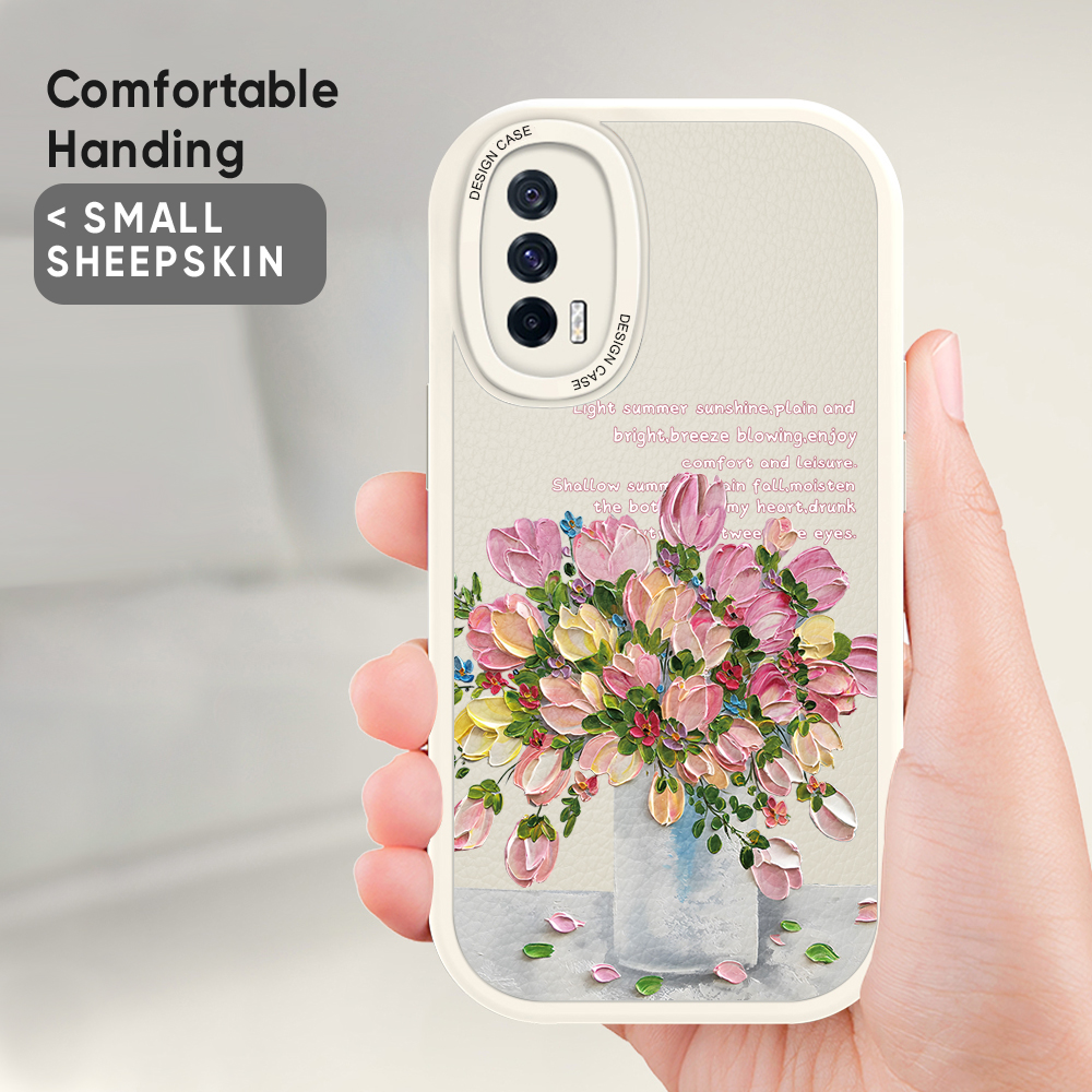Jizetin Leather Case For iPhone 14 Plus iPhone 14 iPhone 14 Pro iPhone 14 Pro Max Slim Cartoon Flowers Leather Back Casing PU Leather Cover Phone Case
