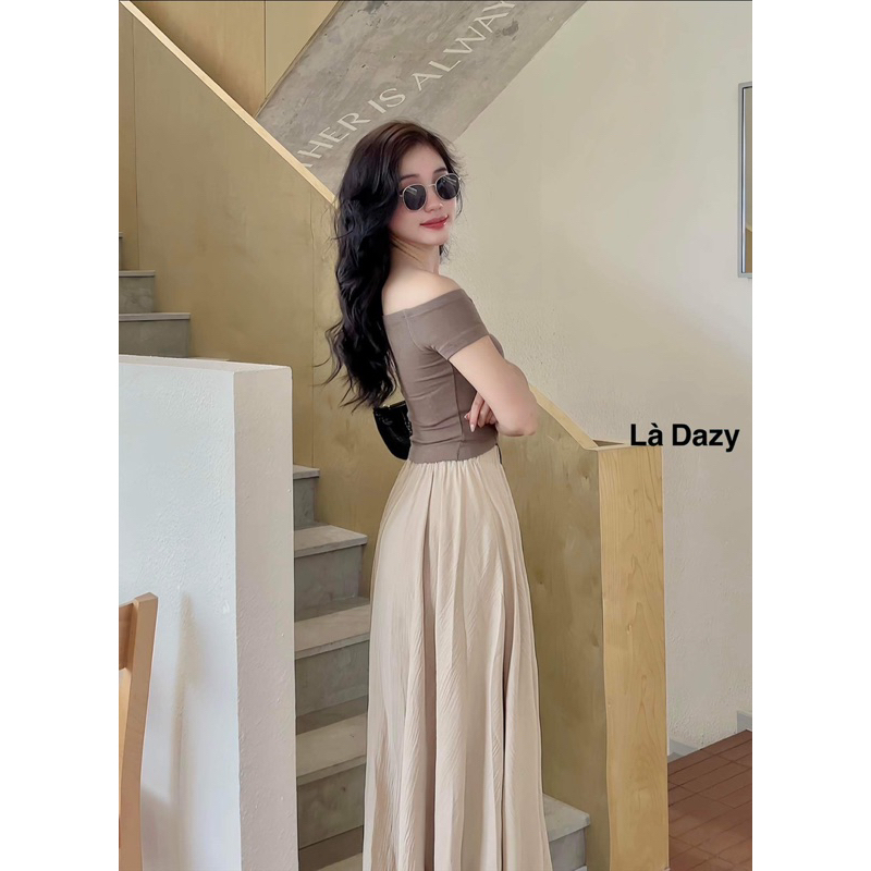 Áo thun nữ vạt xéo lệch vai Là Dazy A6