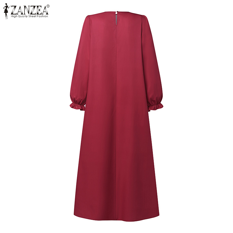 Esolo zanzea muslimah women muslim fashion casual o neck lantern sleeve