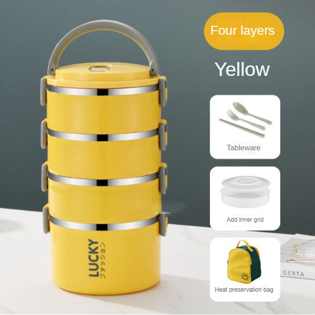 YouPin Hộp cơm học sinh Hộp đựng cơm văn phòng inox 304 không gỉ giữ nhiệt tốt hộp cơm trưa hộp cơm giữ nhiệt cao cấp nhiều ngăn kèm túi