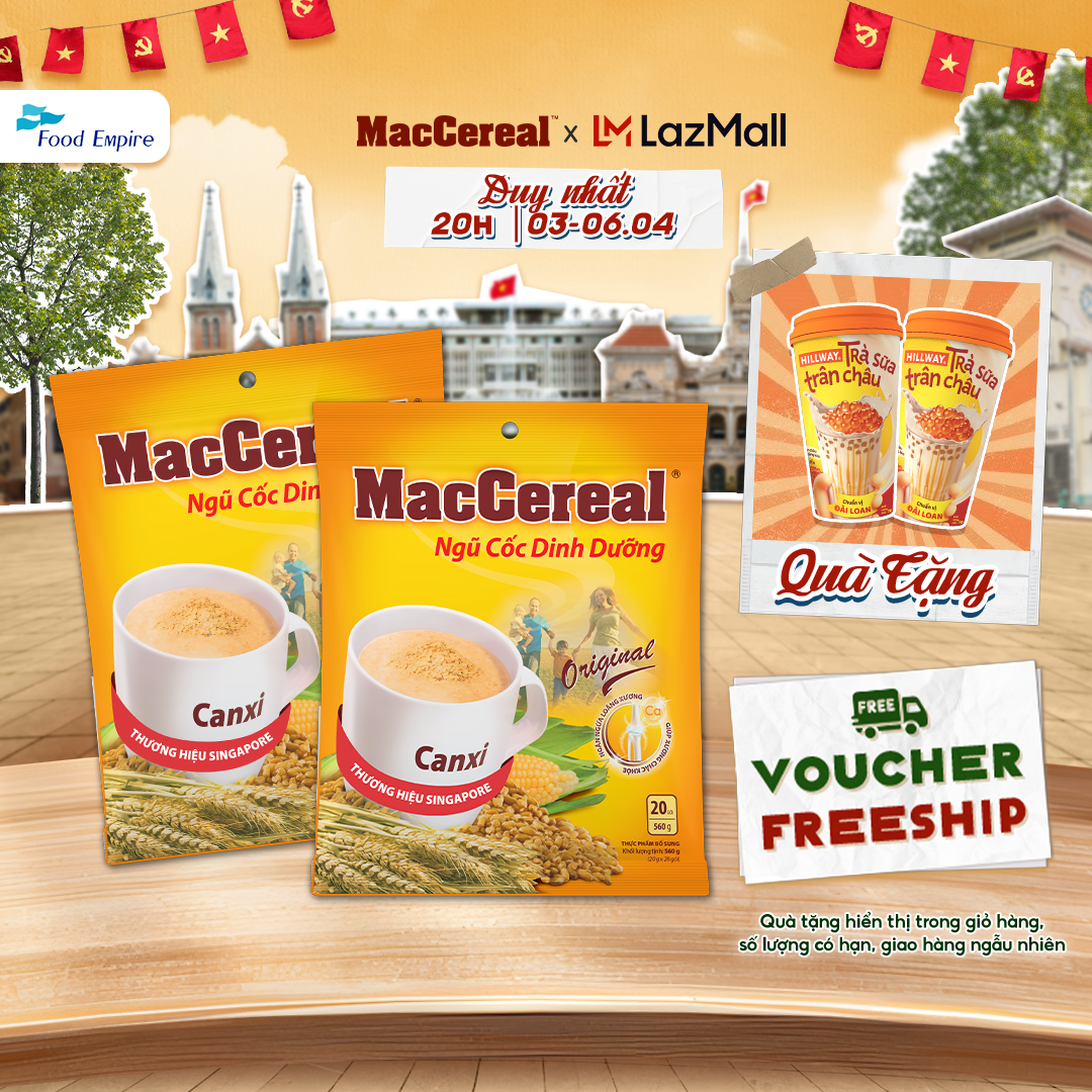 Combo 2 túi Bột Ngũ Cốc Dinh Dưỡng Canxi - MacCereal (túi 20 gói x 28g)