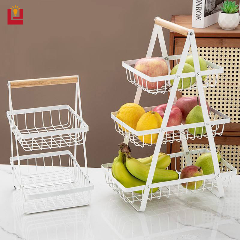 YONUO  ba lớp giá lưu trữ sáng tạo nhiều lớp lưới trống Fruit Basket nhà phòng khách trái cây sấy khô đồ ăn nhẹ giá lưu trữ