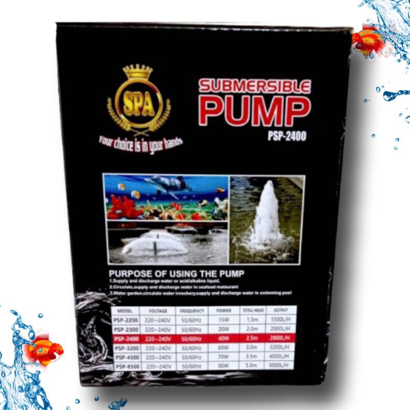 Pompa kolam hidroponik aquarium SPA PSP 2400