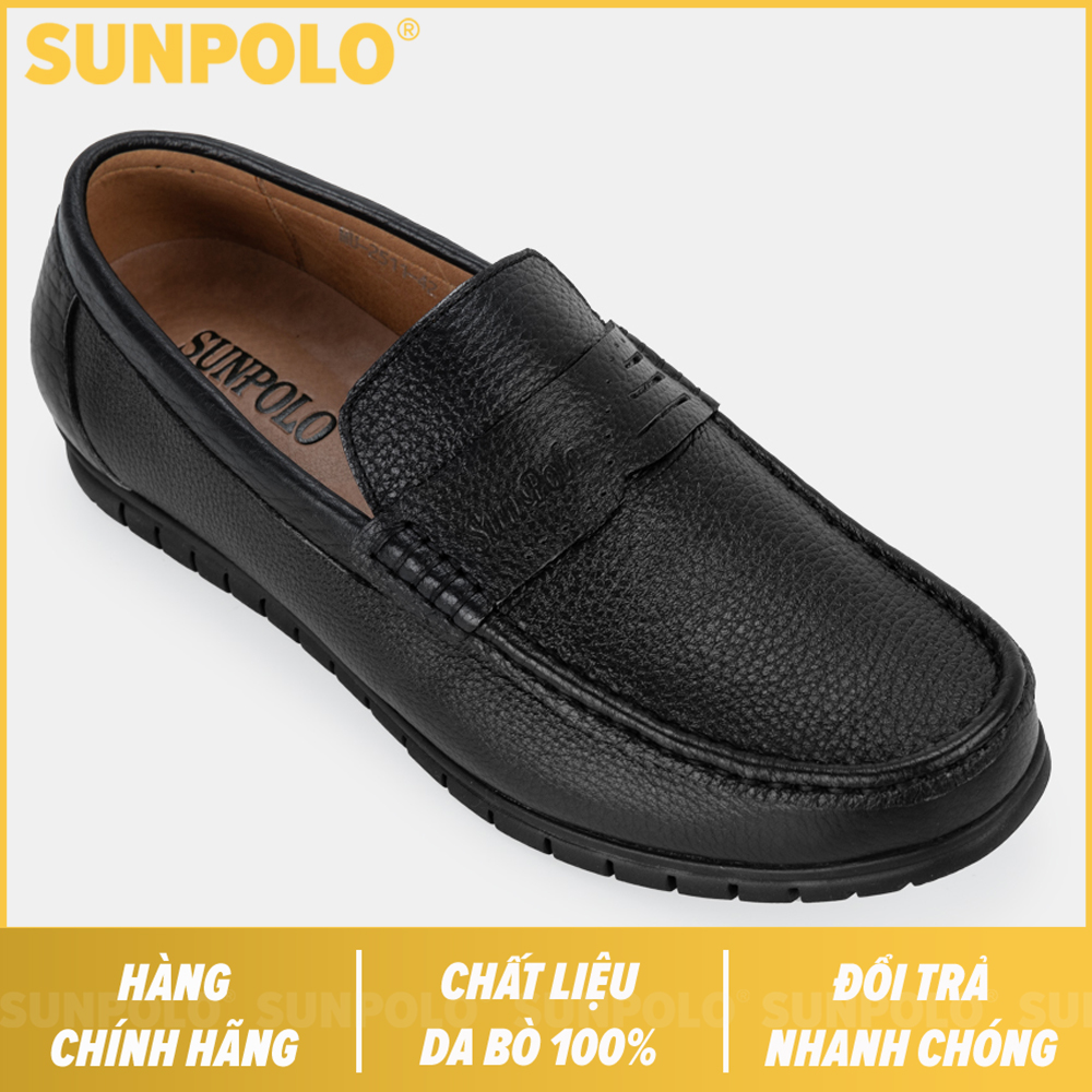 Giày lười nam da bò sunpolo trẻ trung su2511