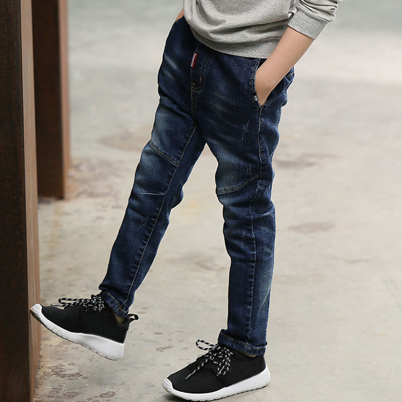IENENS 4-11Y Fashion Children's Jeans Boy Denim Trousers Kids Clothes Baby Boys Elastic Waist Pants Slim Jeans For Boy.