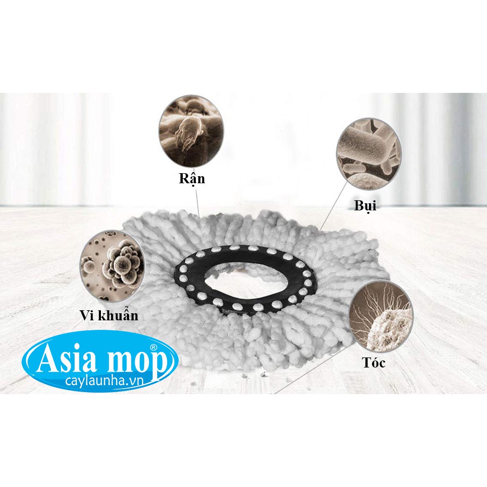 Miếng bông lau nhà 360 ĐỘ ASIAMOP sợi Microfiber siêu thấm hút