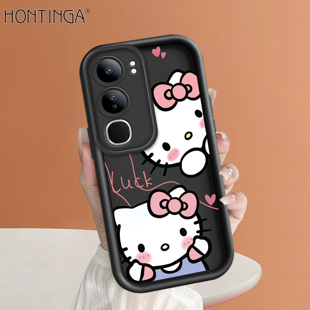 Hotinga for Vivo Y200 4G V40 Lite Back Cover Cute Shy Hello Kitty