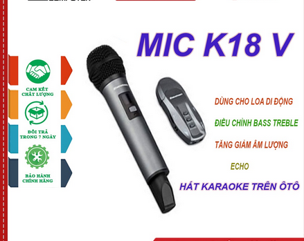 Micro Karaoke không dây K18V, 01 mic, VHF