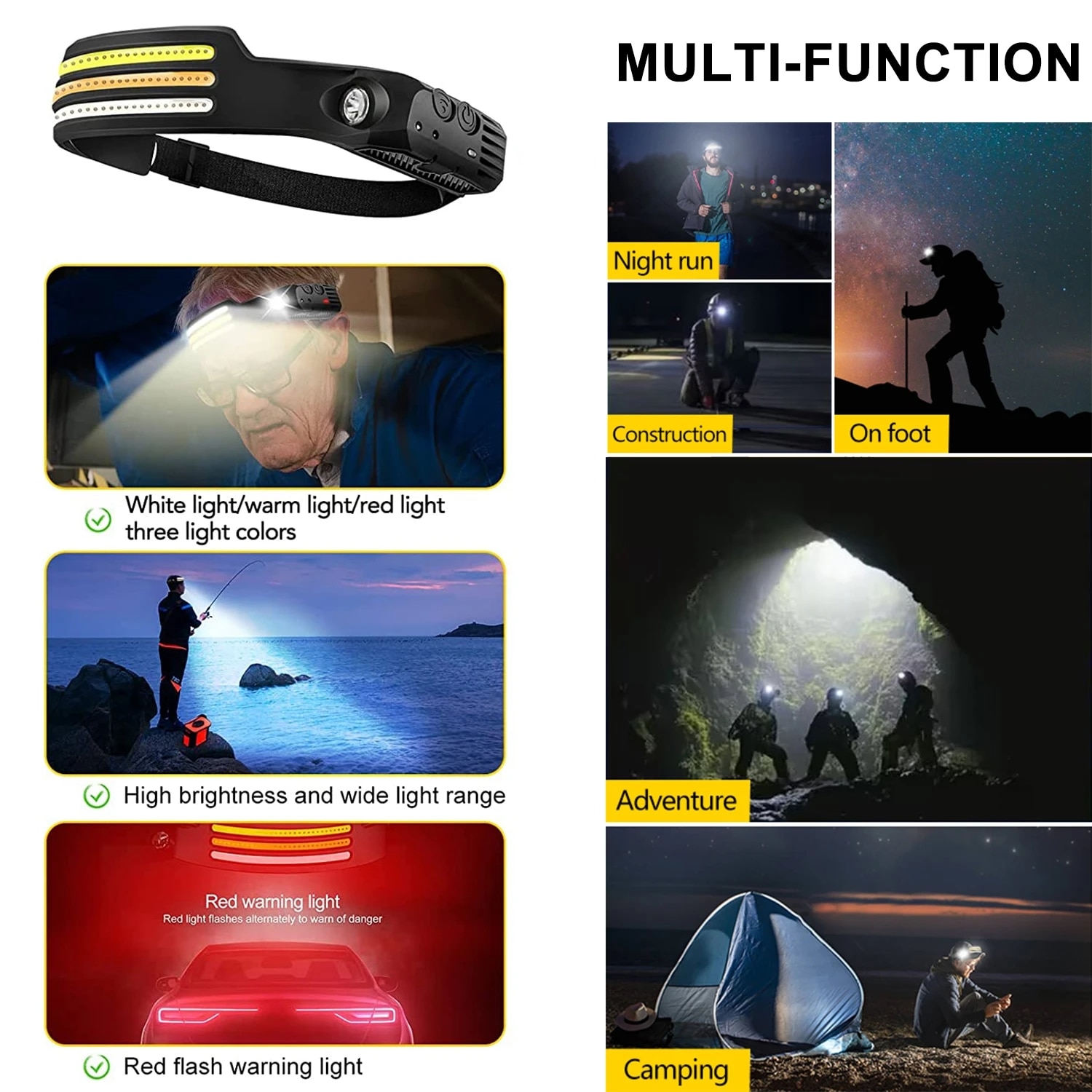 Head Led Light Or Headlight Type-C Rechargeable Head Torch Light Front Led Head Flashlight Super Bright Waterproof Headlamp