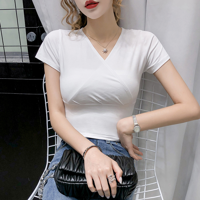 high neck crossover top