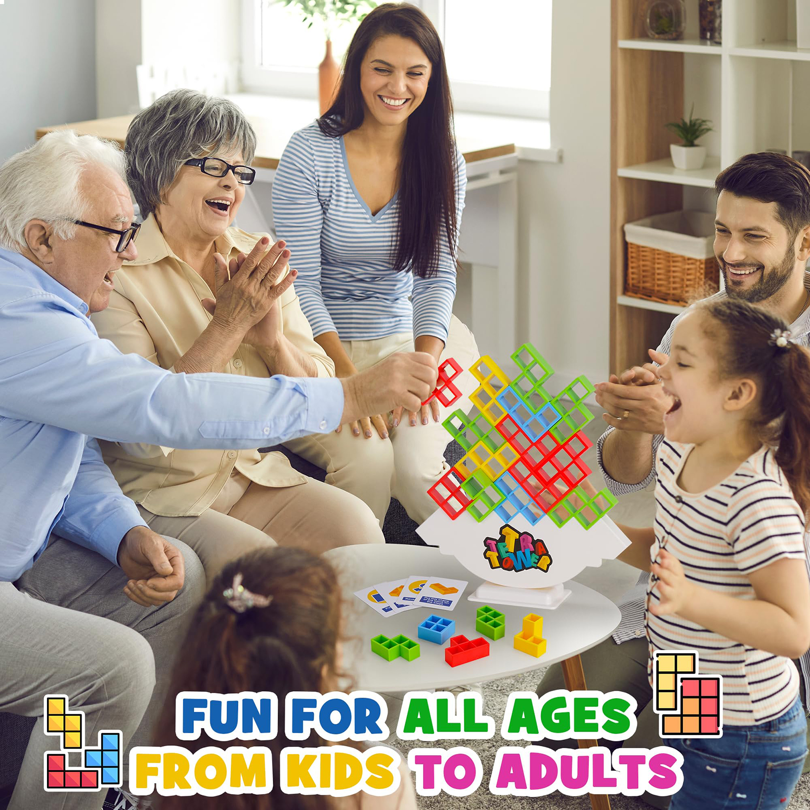 microgood 16/32/48Pcs Tower Balance Stacking Plastic Building Blocks Board Game Skill Training Brain Development Toy Preschool Educational Toy for Boys Girls Birthday Christmas Gift