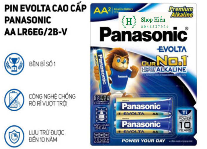 Pin kiềm AA Panasonic Evolta - LR6EG/2B vỉ 2 viên (Hàng Chính Hãng)
