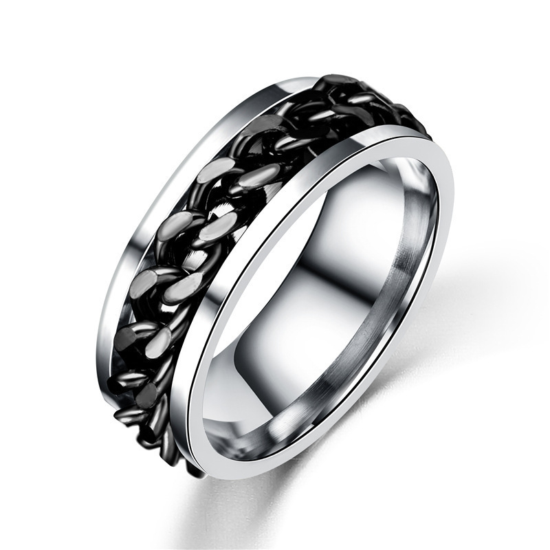 Jewelry Titanium Steel Rotatable Ring Men's Stainless Steel Couple ...