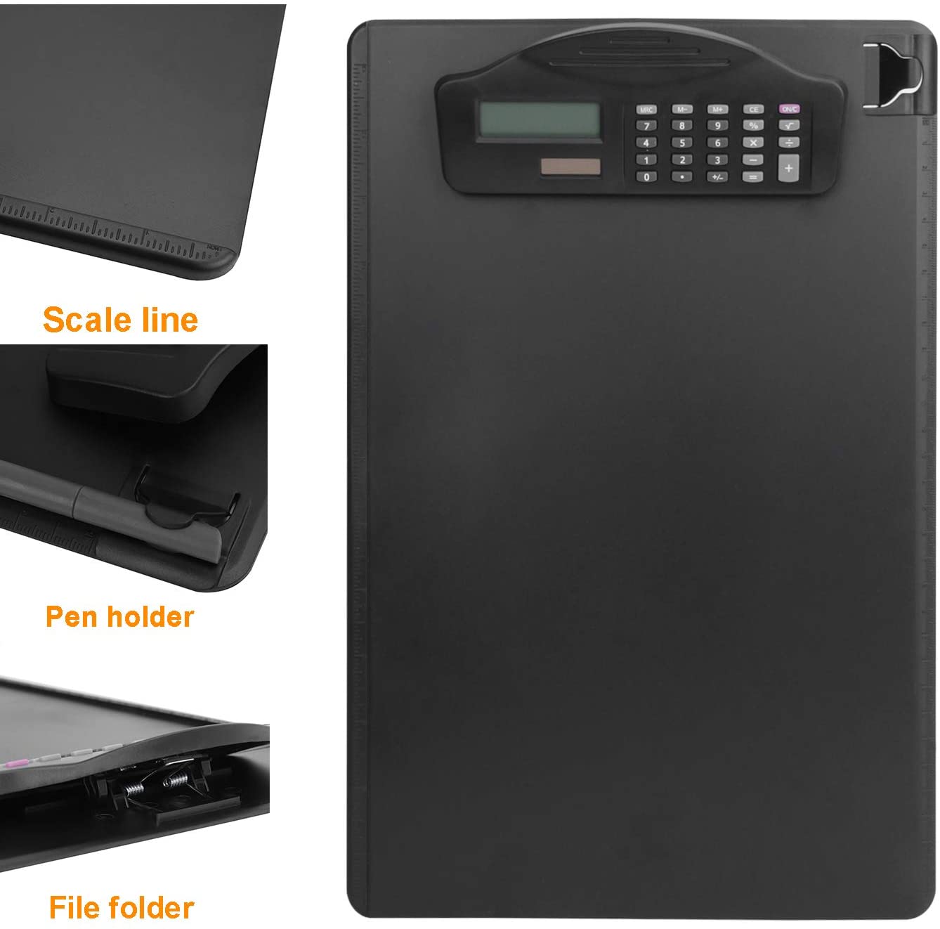 A4 multi-function Folder Board with Solar Powered Calculator Pen Clip for Office Home School Restaurant