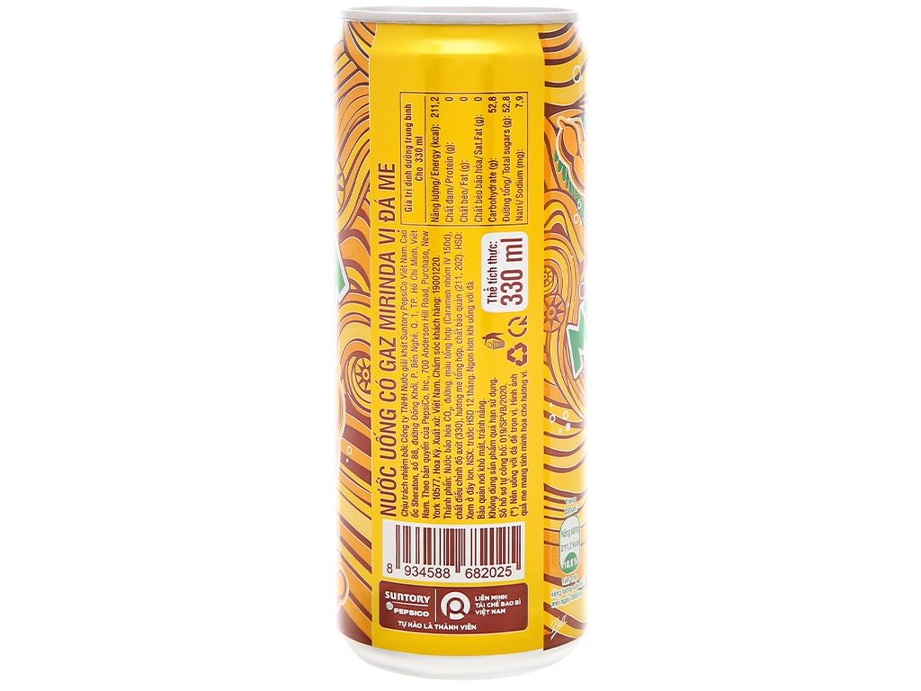 Thùng 24 Lon Nước Ngọt Mirinda Đá Me 330ml