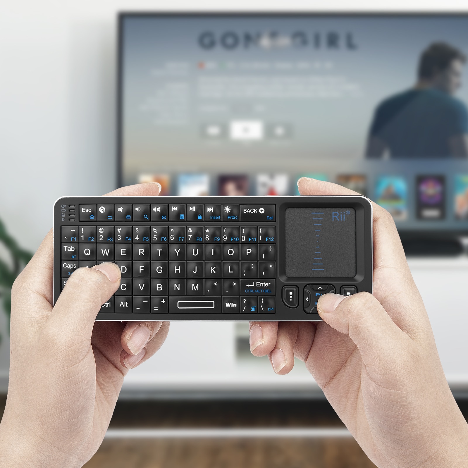 Rii K06 Mini Bluetooth Keyboard,Backlit 2.4Ghz Wireless Keyboard With IR Learning Touchpad Andro TV Box， Mac, Laptop, Windows