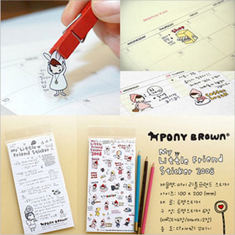 6 sheets My Little Friend DIY Schedule Diary Calendar Filofax Decoration Sticker. 