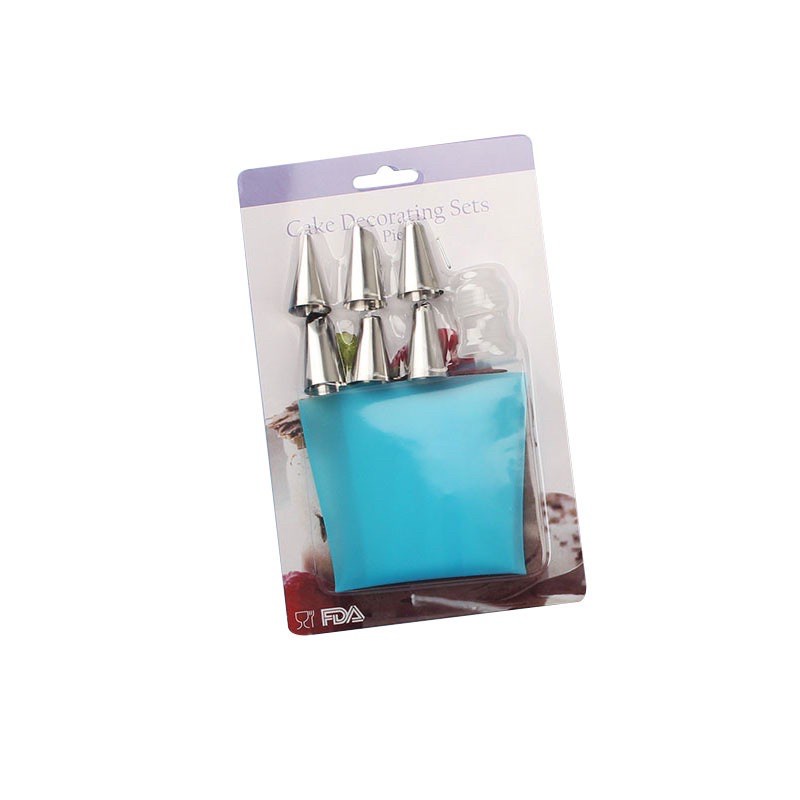 Bộ 6 đui bắt kem kèm chốt + túi bóp kem silicon
