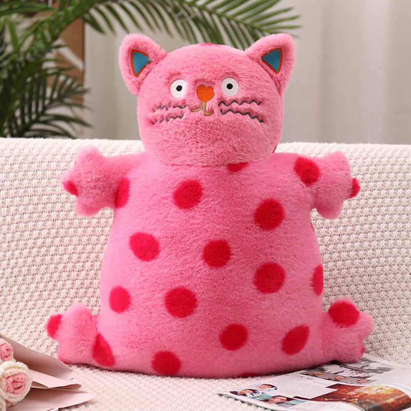Polka-dot cat doll plush toy cute cat pillow children sleeping in bed hug doll.