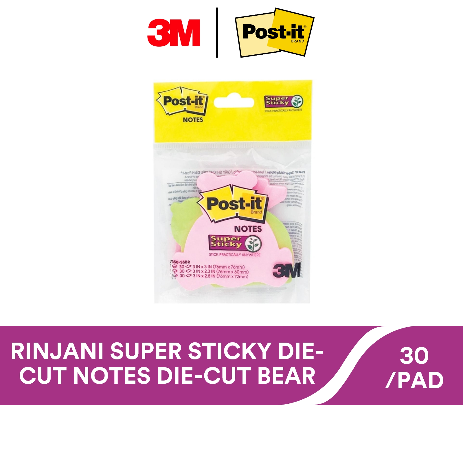 3m Post It Super Sticky Die Cut Bear Shape Notes Assorted Colors Ssn Dc B 45 Pad 1 Pack Reminders To Do List Memo Lazada Singapore
