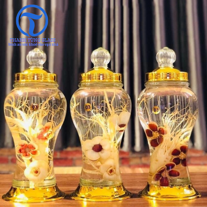 BÌNH NGÂM RƯƠU SÂM THỦY TINH  Phú Hoà 4 LÍT KHÔNG VAN