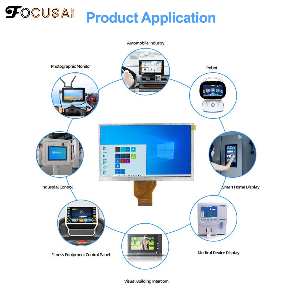 FocusAi 7 inch 800x480 Resolution HD 50 pins 60Hz IPS LCD Display Screen Portable LCD Display Module