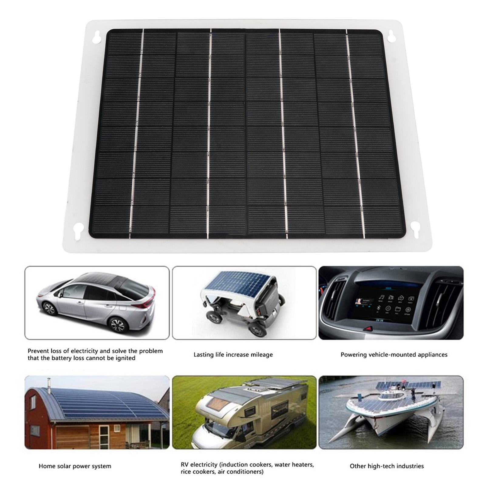 20W 12V Solar Panel High Efficiency Solar Battery Charger Panel Portable for RV Charging
