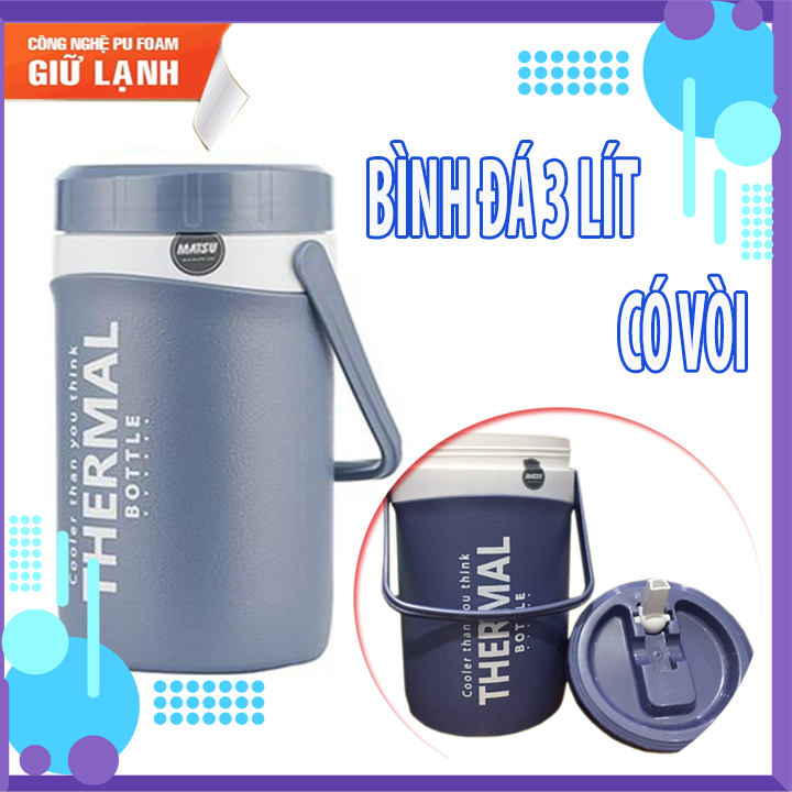 [ĐỦ SIZE] Bình Đá Giữ Nhiệt 3 Lít Matsu/Bình maxcool 1 lít/ Bình maxcool 1,5 lít/ Bình 2 lít Duy Tân có vòi tại nắp, có quai xách, giữ lạnh, nóng lâu