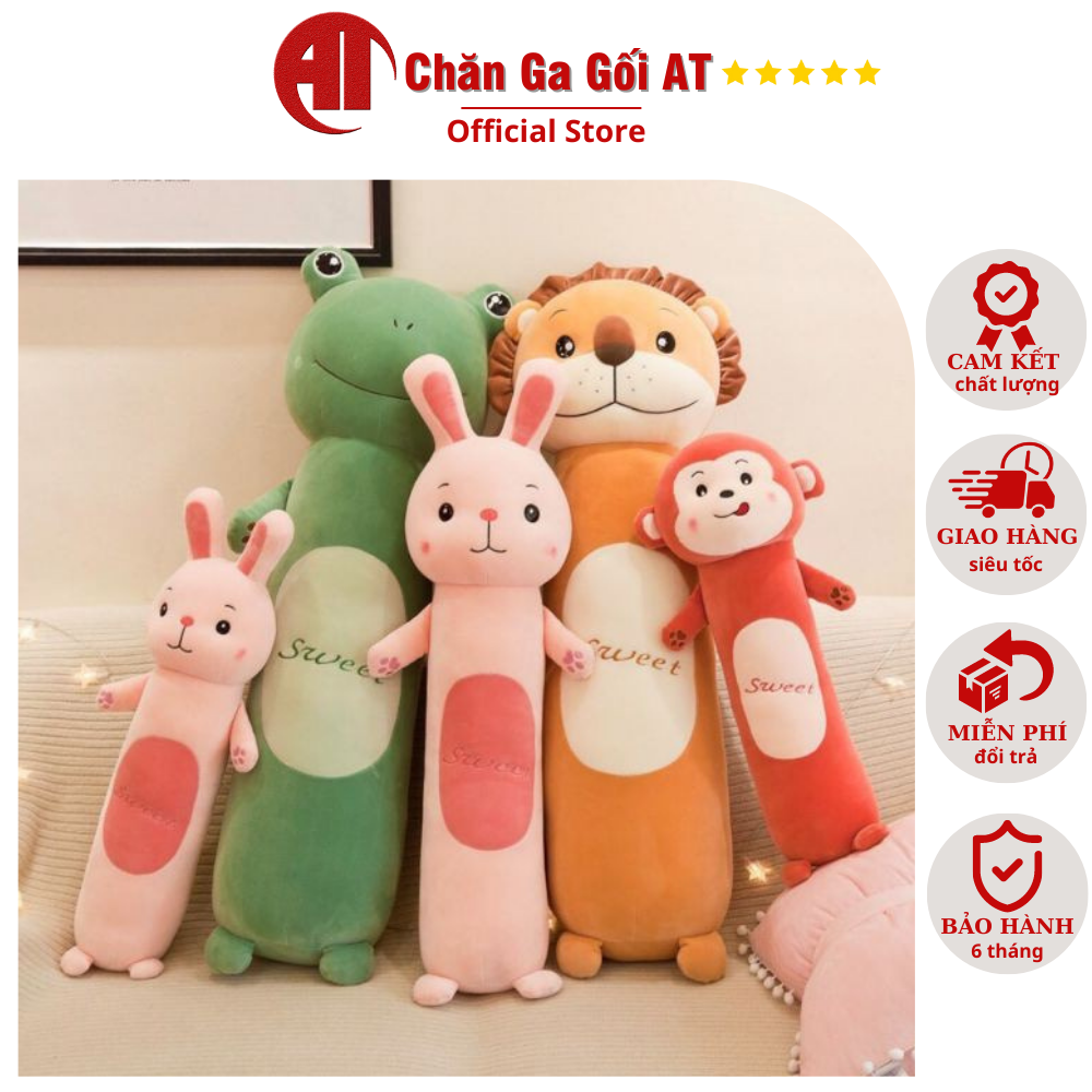 Gối ôm hình thú, Gấu hình thú siêu ngộ nghĩnh, Gối ôm cho bé 4 màu sắc - Chăn ga Anh Tài