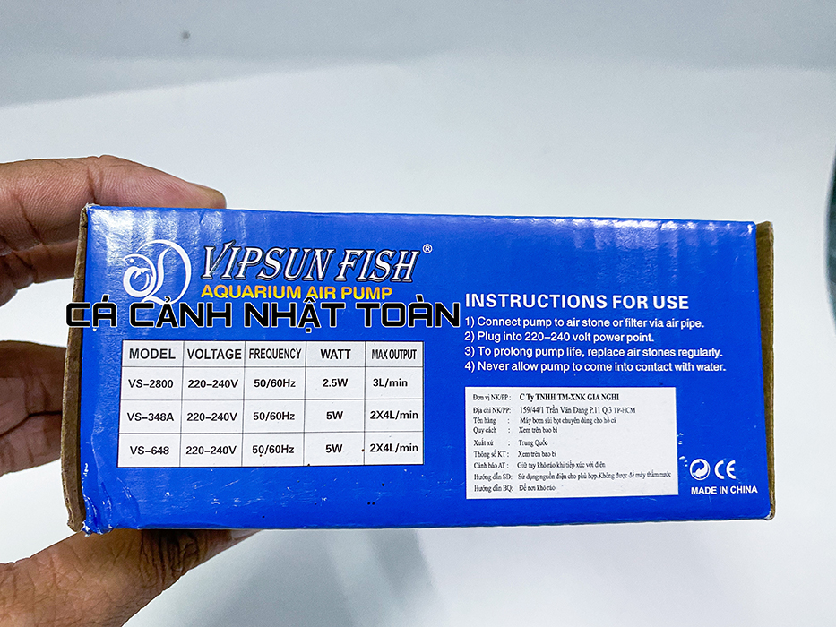 MÁY TẠO OXY 1 VIPSUN VS2800 VÒI 2-5W CHO BỂ CÁ CẢNH
