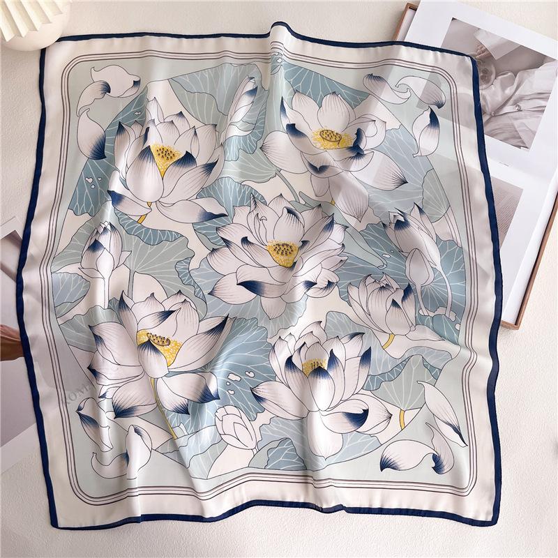 New Women's Scarf Printed Hair Collar Simulation Silk Shawl Square Scarf Ladies Hijab Shawl WJ70FZS-36