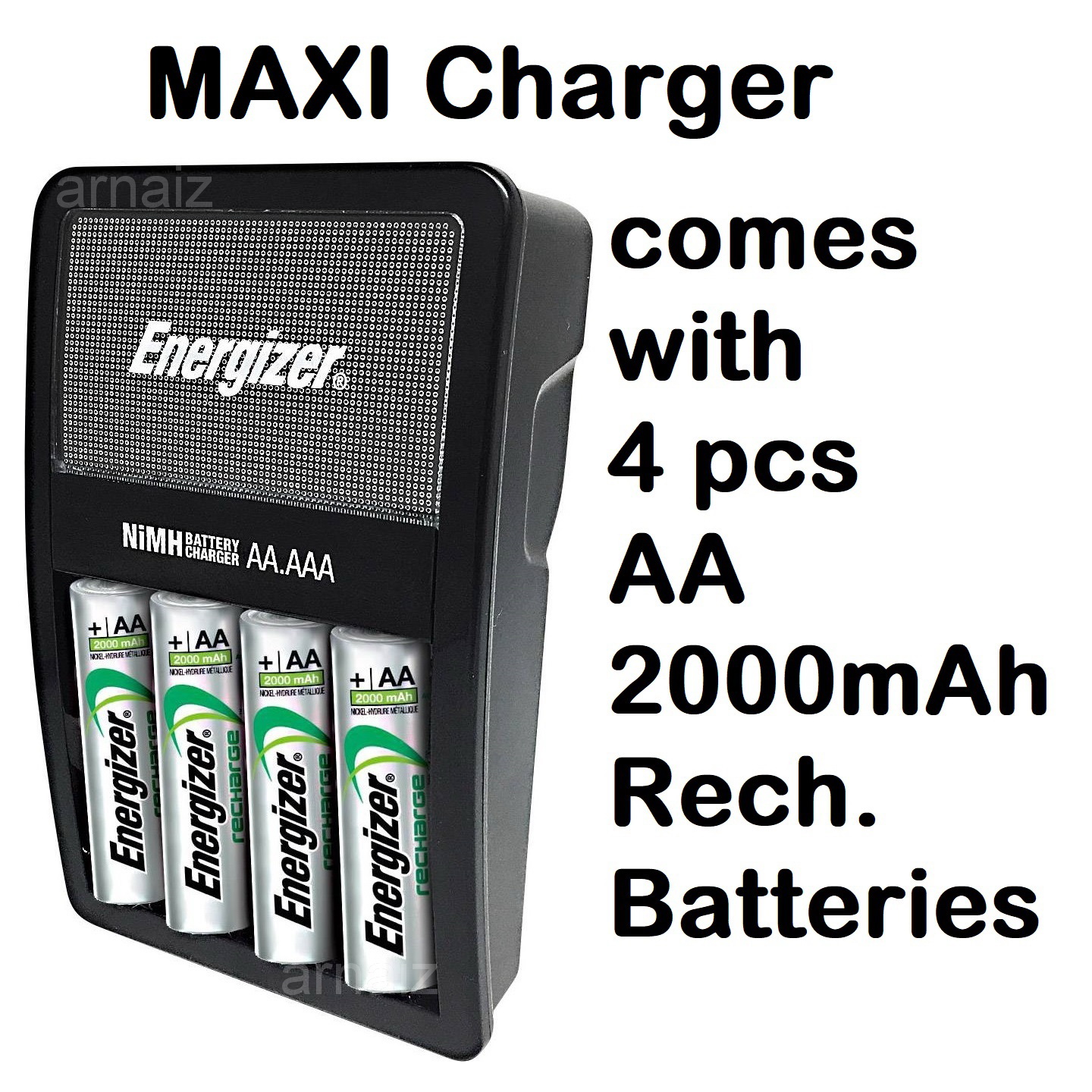 Energizer Recharge Maxi Charger for NiMH Rechargeable AA and AAA Batteries