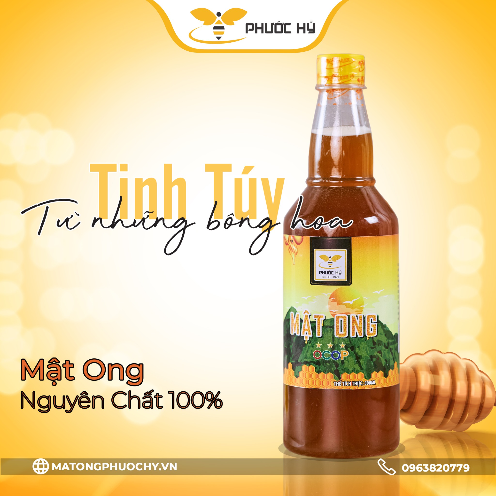 Mật ong nguyên chất Đa hoa Phước Hỷ 1L