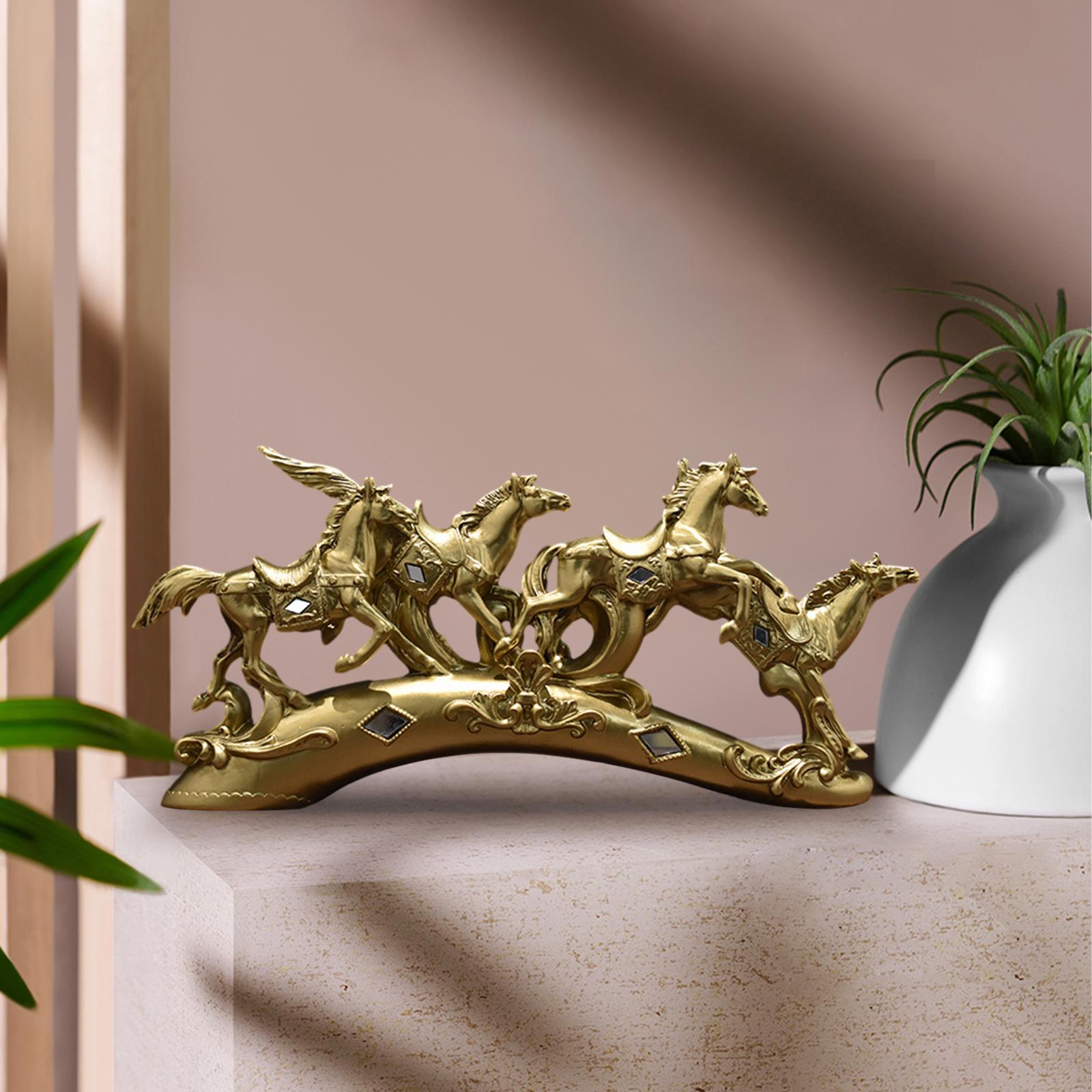 WDWonder Galloping Horse Statue Desktop Horse Ornament for Bookshelf Table Decoration